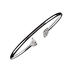 0.90 Ct Marquise & Pear Cut Diamond Bangle Cuff Bracelet 18K White Gold Jewelry
