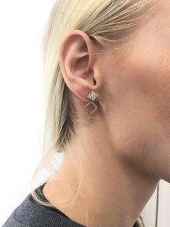 0.90 CT Round Diamond Fancy 18 KT Gold Changeable Cluster Drop Earrings