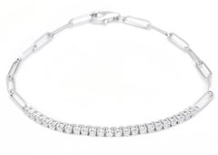 0,90 Karat atemberaubendes Tennis-Armband im Paperclip-Stil mit natürlichen Diamanten 14K Weißgold