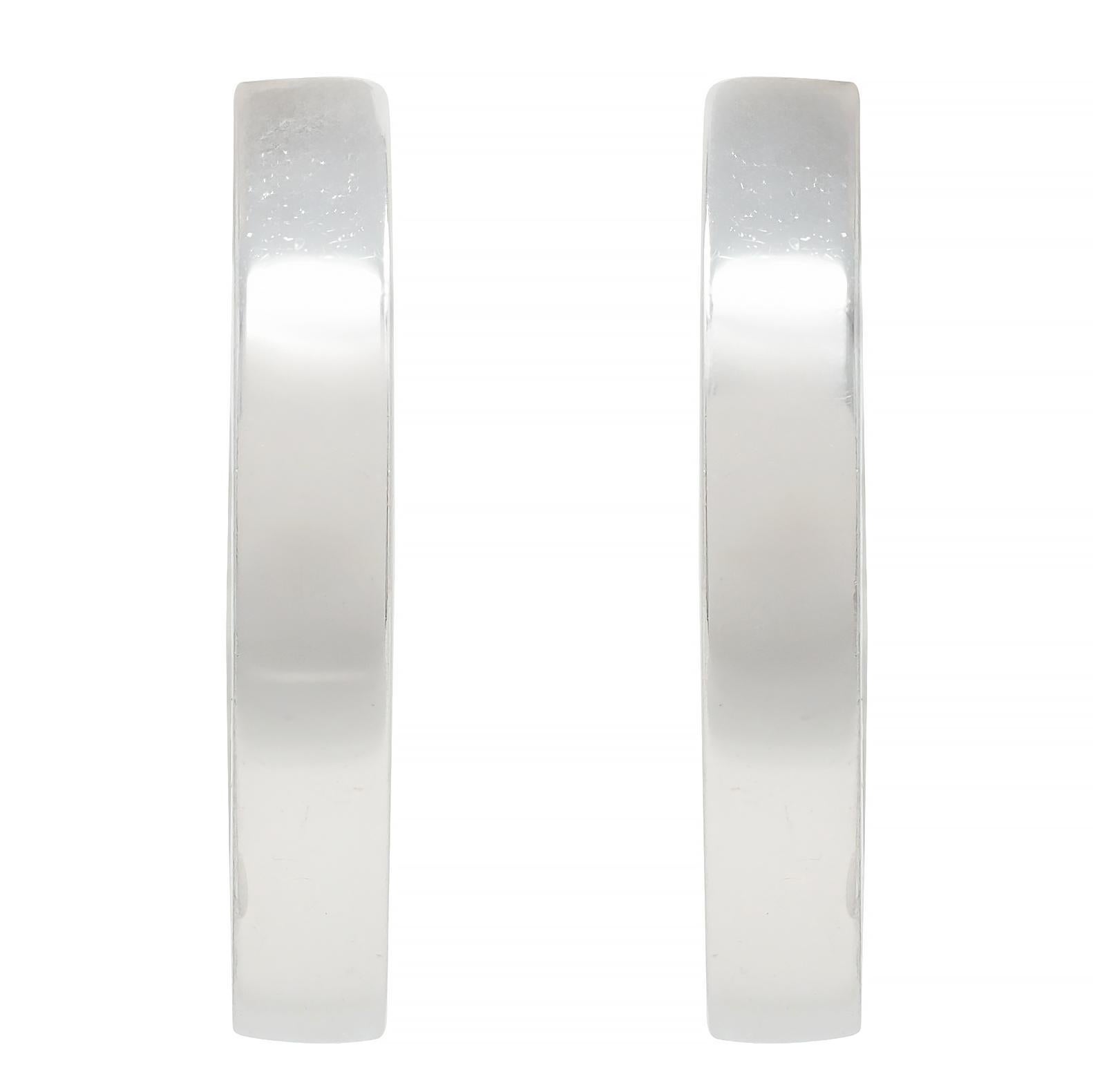 da uomo o donna Orecchini a cerchio in oro bianco 18 carati con diamante 0,90 CTW, interno ed esterno 18 mm in vendita