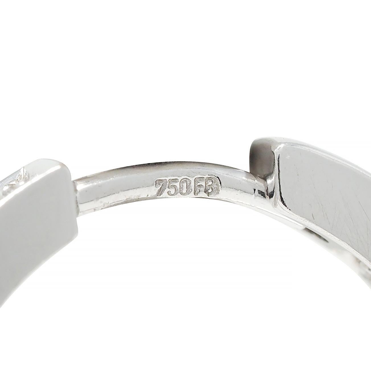 Orecchini a cerchio in oro bianco 18 carati con diamante 0,90 CTW, interno ed esterno 18 mm in vendita 3