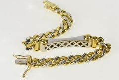 0.90 Carat Diamond Bar Two-Tone Curb Chain Gold Bracelet
