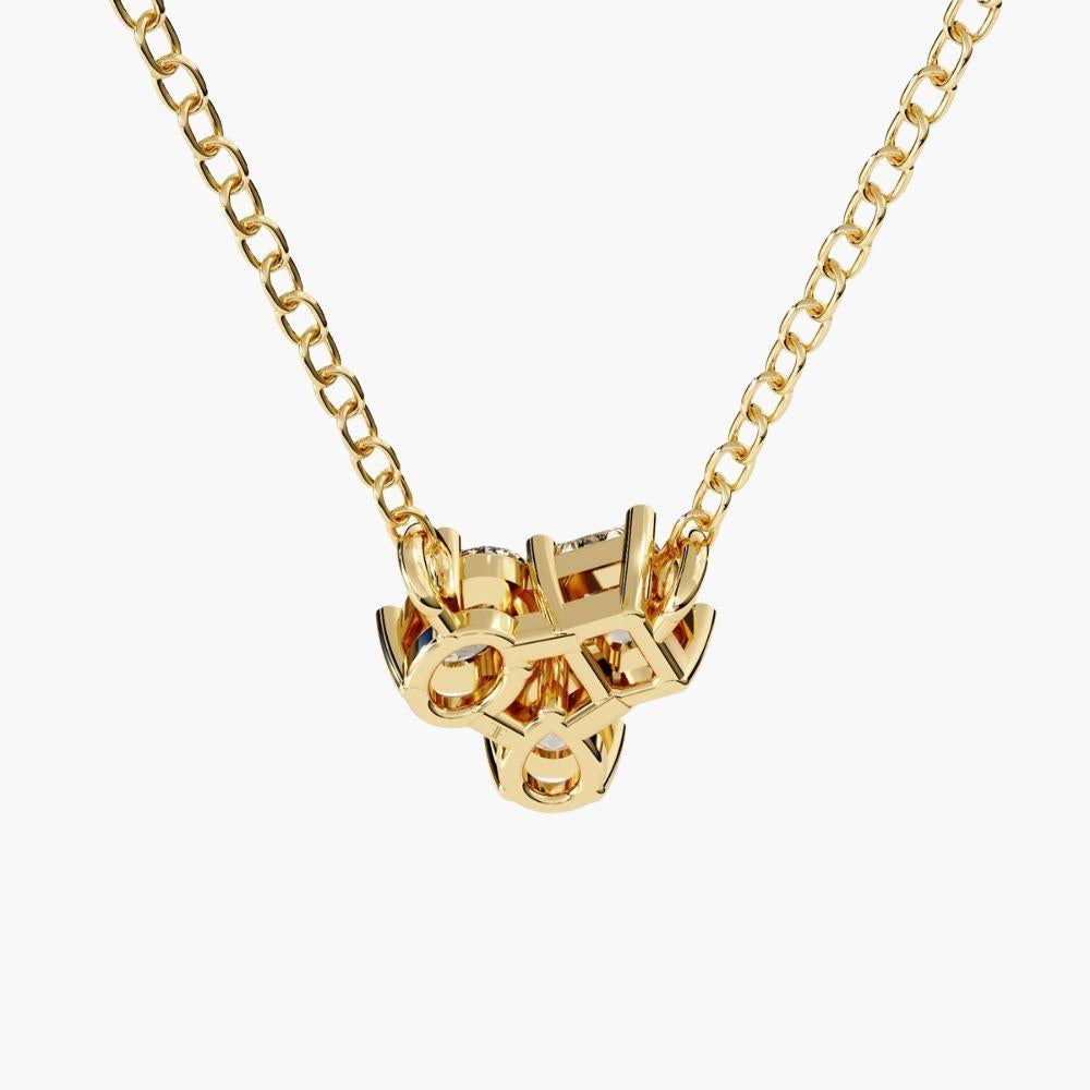 0.90 Ctw Multi-Cut Diamond Gemstone Cluster Pendentif 14k Gold en vente 4