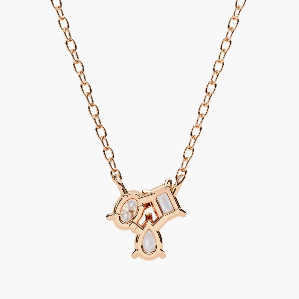 0.90 Ctw Multi-Cut Diamond Gemstone Cluster Pendentif 14k Gold en vente 6