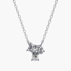 0.90 Ctw Multi-Cut Diamond Gemstone Cluster Pendant 14k Gold