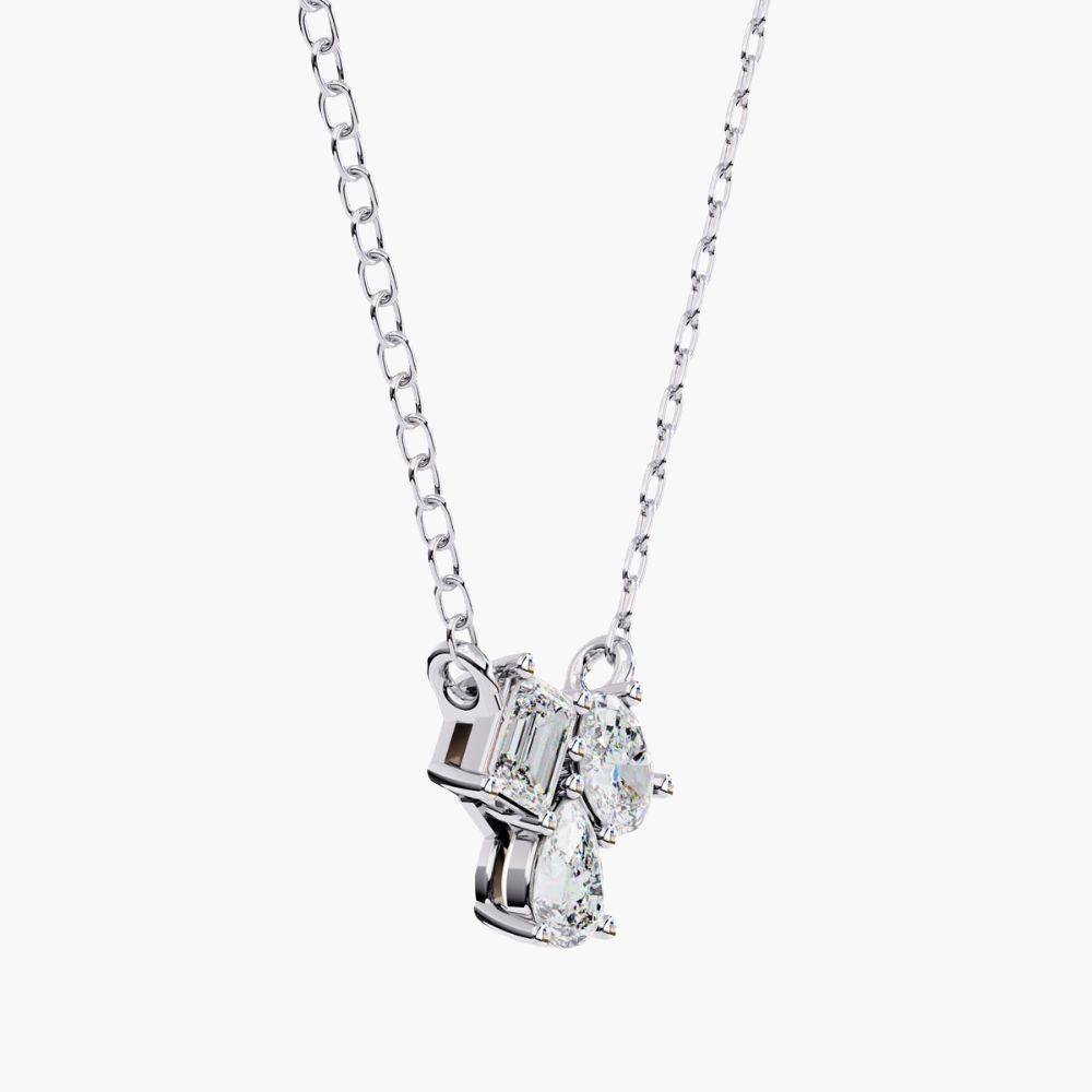 Taille ovale 0.90 Ctw Multi-Cut Diamond Gemstone Cluster Pendentif 14k Gold en vente
