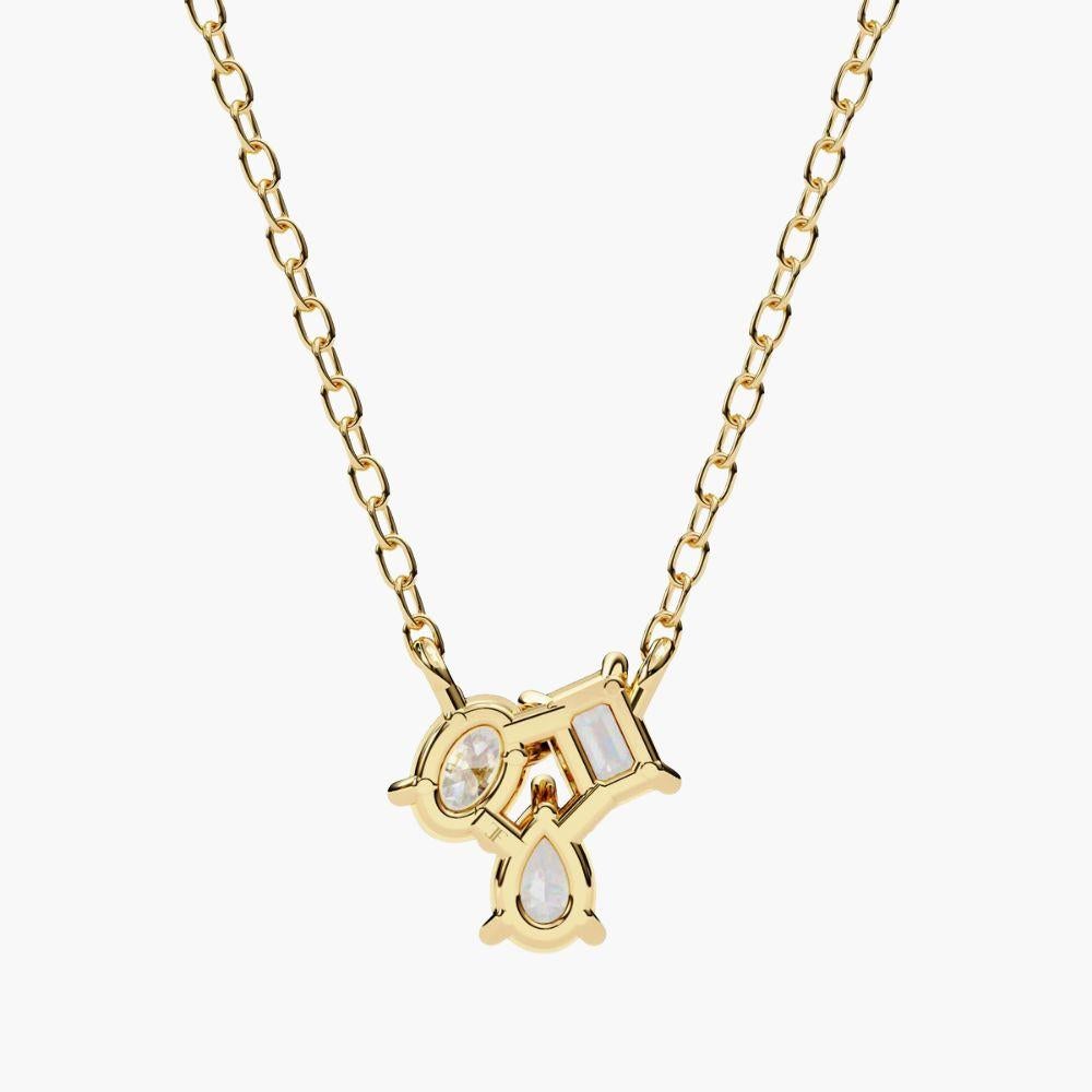 0.90 Ctw Multi-Cut Diamond Gemstone Cluster Pendentif 14k Gold en vente 2