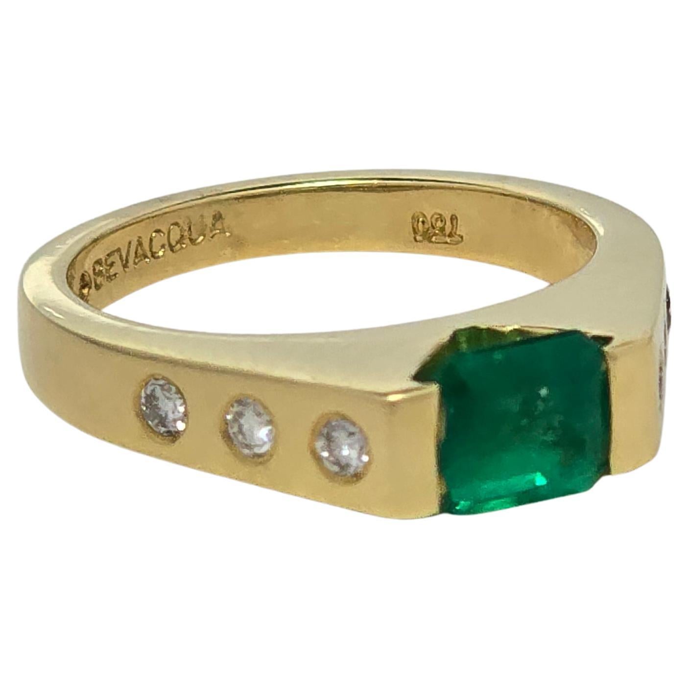 0.90 Diamante Esmeralda anillo moderno anillo unisex 18KT Moderno en venta