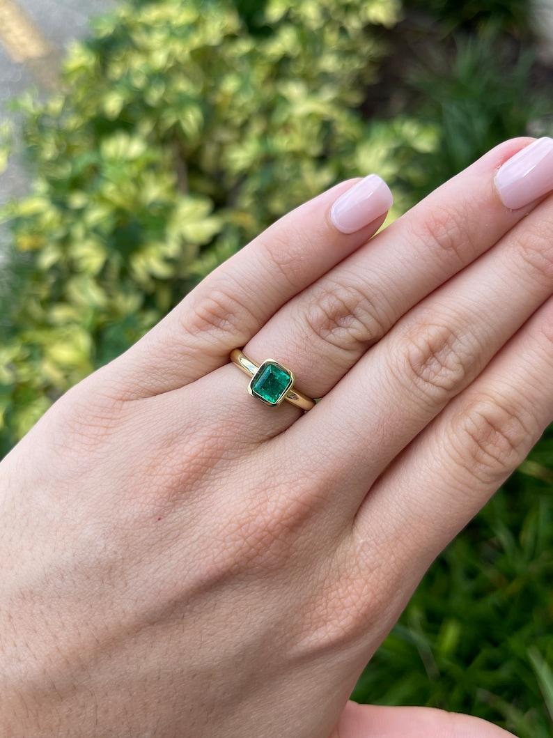 0,90 Karat 18K kolumbianischer Smaragd Solitär Ring - AAA Qualität Damen