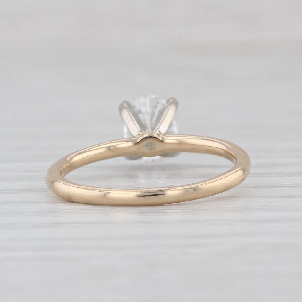 Taille ovale 0.90ct Diamond Oval Solitaire Engagement Ring 14k White Yellow Gold Size 6 GIA en vente