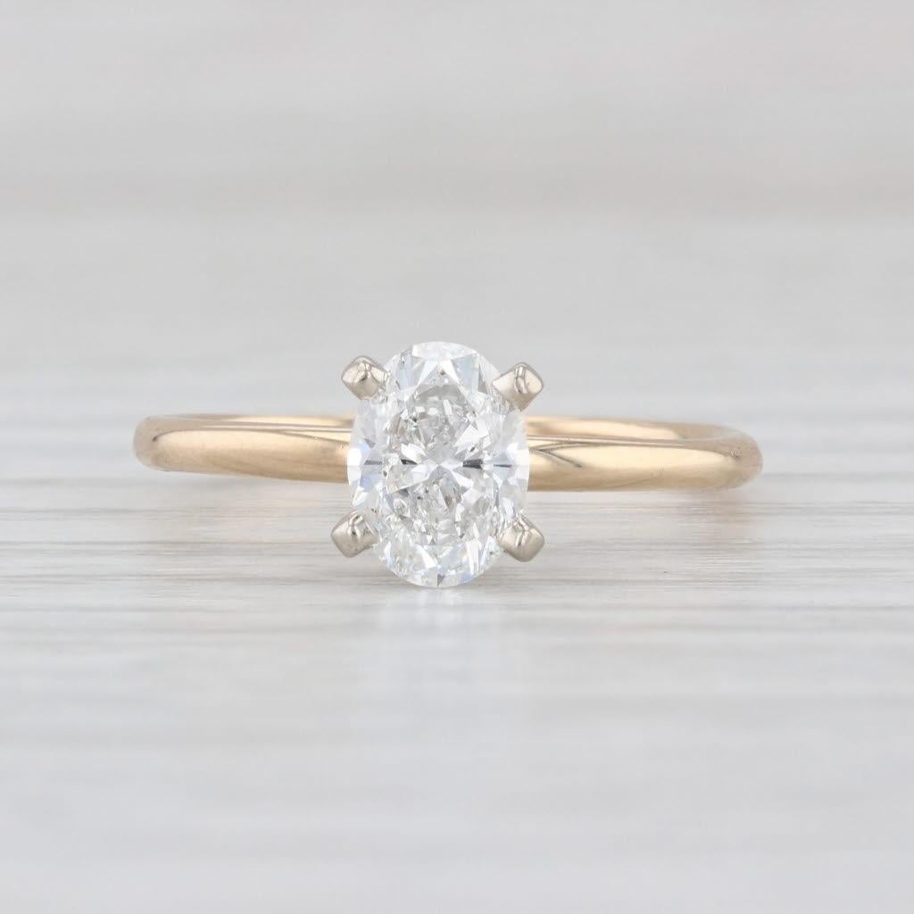 0.90ct Diamond Oval Solitaire Engagement Ring 14k White Yellow Gold Size 6 GIA Bon état - En vente à McLeansville, NC
