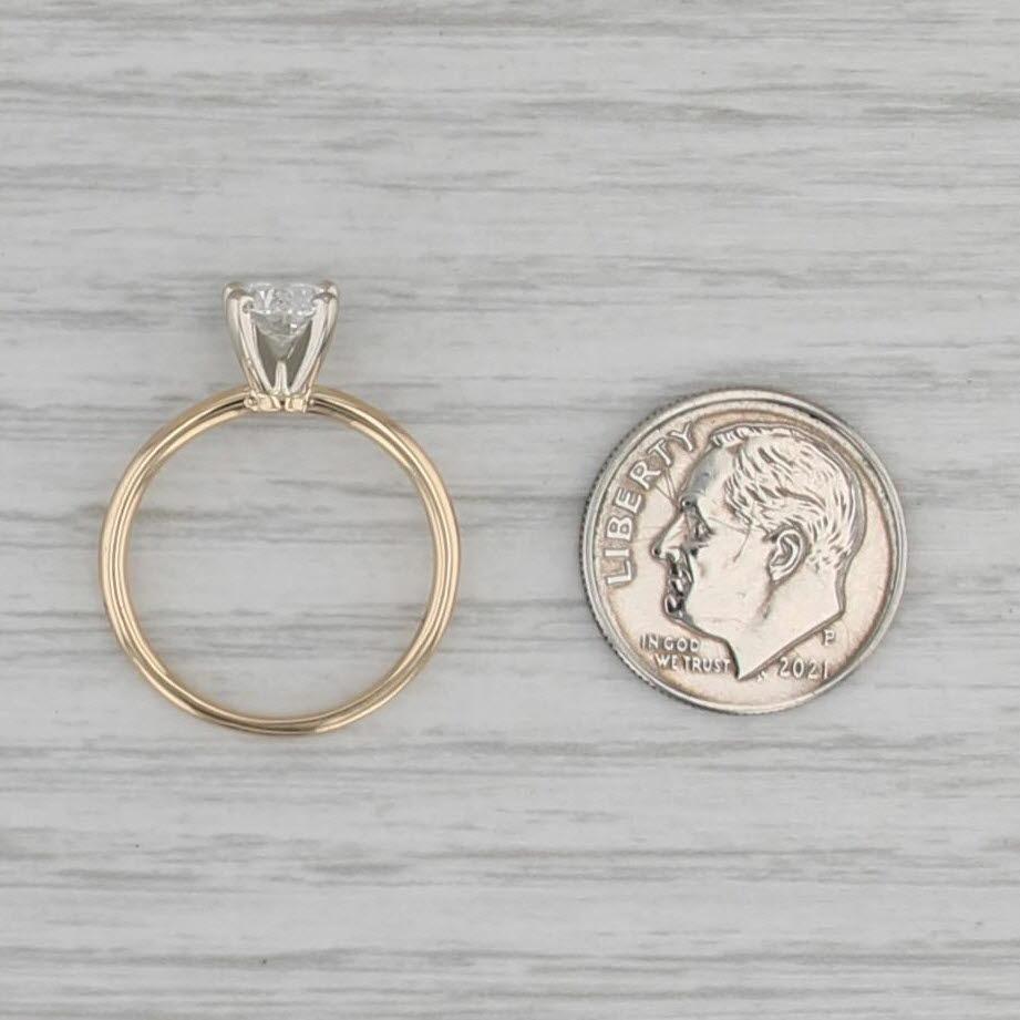 0.90ct Diamond Oval Solitaire Engagement Ring 14k White Yellow Gold Size 6 GIA en vente 2