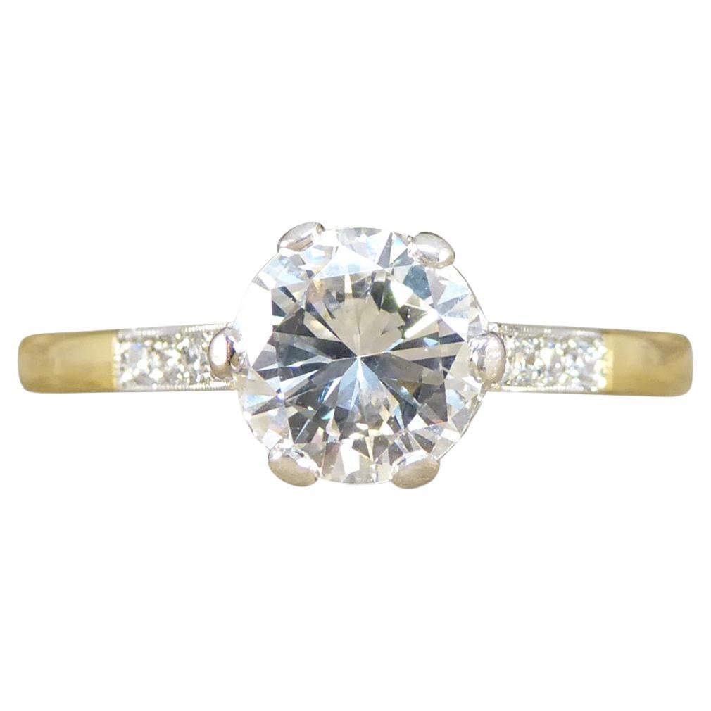 0.90ct Diamond Solitaire Engagement Ring in 18ct Yellow Gold and Platinum