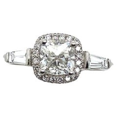 0.90ct H Si2 GIA Certified Cushion Shape Diamond Ring in Platinum