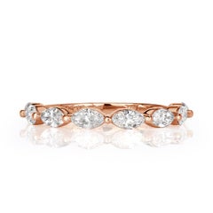 0.90ct Marquise Cut Diamond Wedding Band in 18k Rose Gold