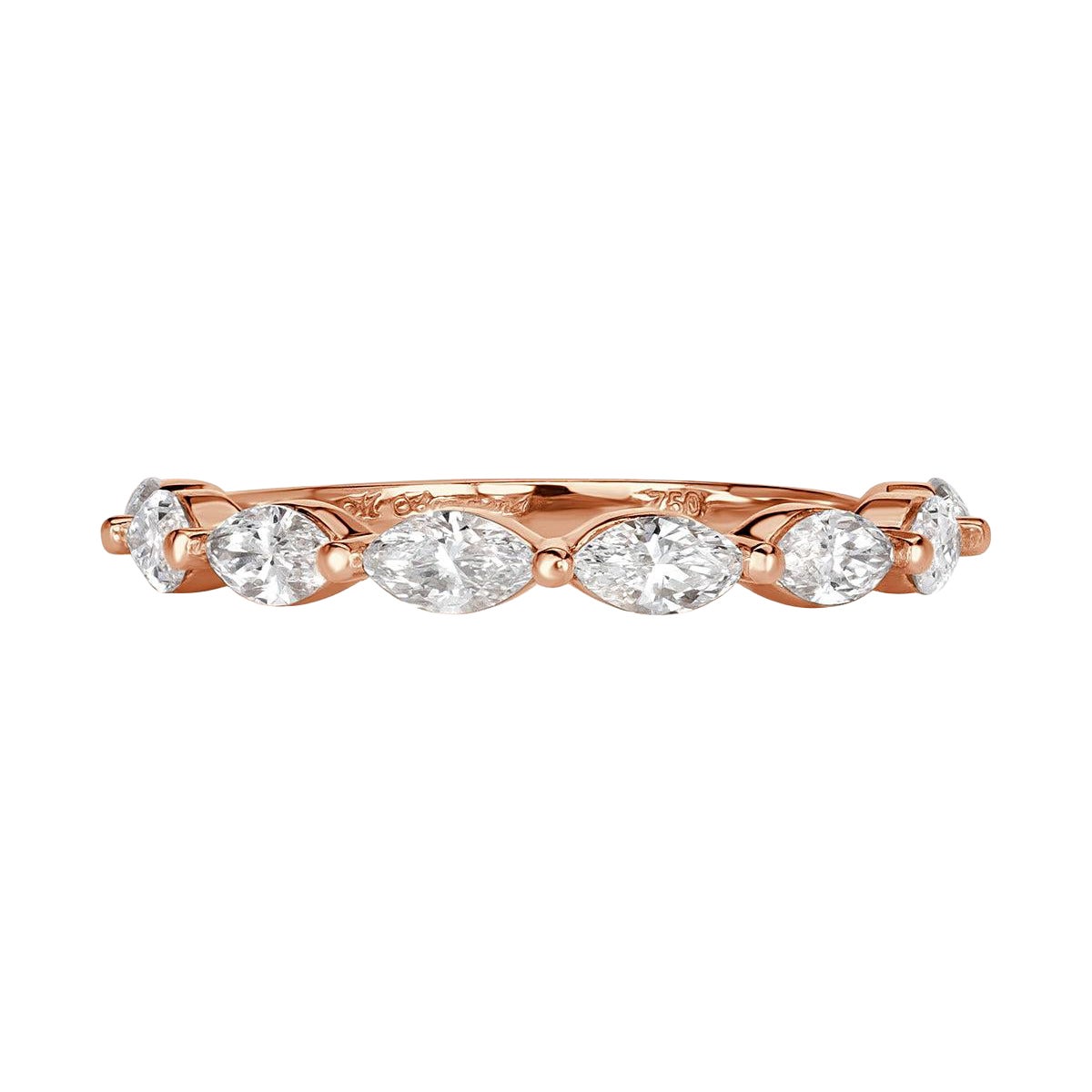 0.90ct Marquise Cut Diamond Wedding Band in 18k Rose Gold