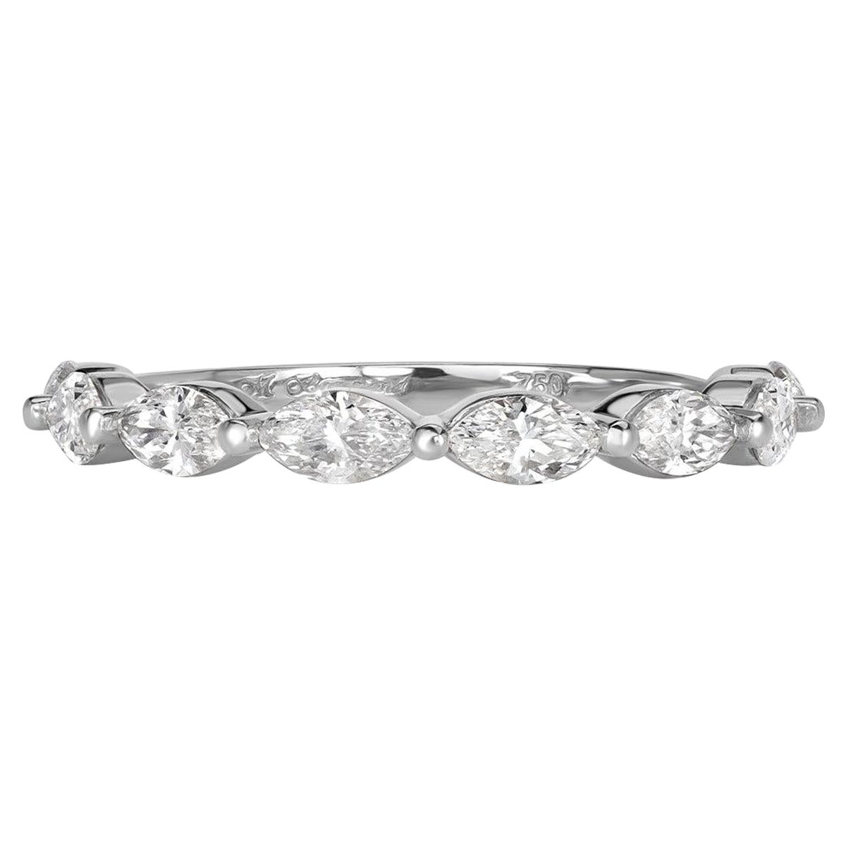 0.90ct Marquise Cut Diamond Wedding Band in 18k White Gold