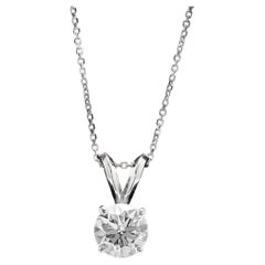0.90ct Natural Diamond 14K Solid White Gold Necklace Pendant