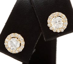 0.90ct Natural Diamond 14k Solid Yellow Gold Earrings