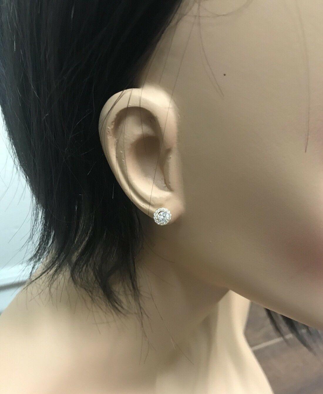 Boucles d'oreilles en or jaune massif 14k avec diamant naturel 0,90ct en vente 1