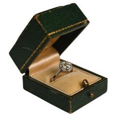 Old European Cut Diamond (Approx 0.9-Carats) Engagement Halo Ring, Platinum