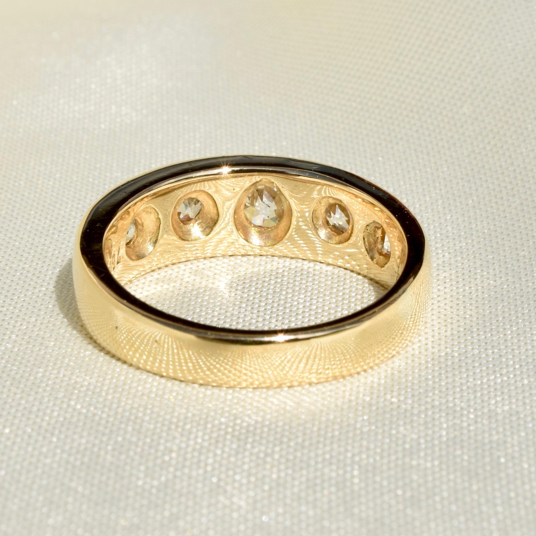 Women's 0.90ct old mine cut diamond five stone ring