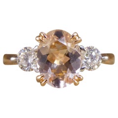 0.90ct Pink Morganite and Diamond Three Stone Ring in 18ct Rose Gold
