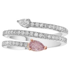 0,90 Karat Rosa birnenförmiger Spiral-Diamantring