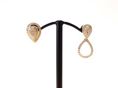 0.90ct round brilliant diamond fancy changeable pear drop yellow gold earrings