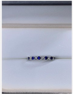 0.90ct Sapphire Diamond Eternity Solitaire Engagement Ring In Platinum