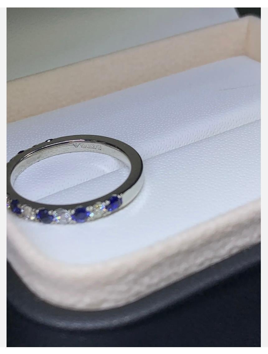 Bague de fiançailles solitaire d'éternité en platine avec saphir de 0,90 carat et diamants en vente 2