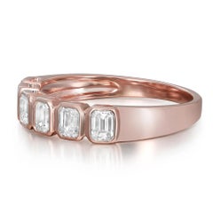 0.90cttw Bezel Set Emerald Cut Diamond Eternity Band Ring 18k Rose Gold