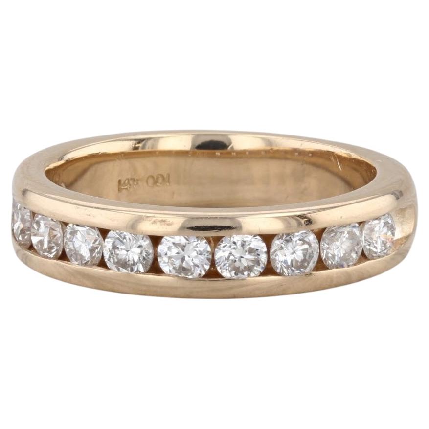 0.90ctw Channel Set Diamond Band 14k Gold Size 6.75-7 Wedding Ring Stackable For Sale