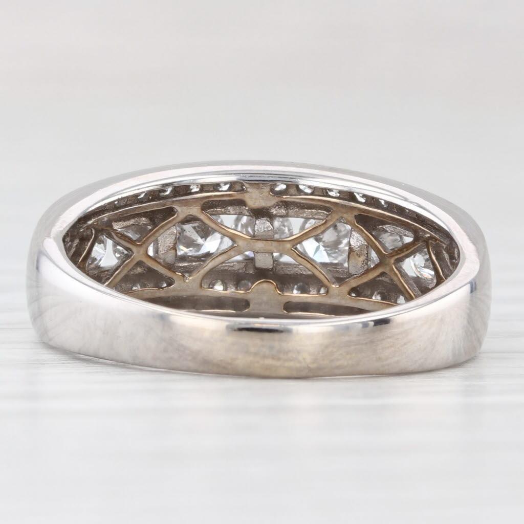Taille ronde 0.90ctw Diamond Anniversary Wedding Band 14k White Gold Size 8.5 en vente