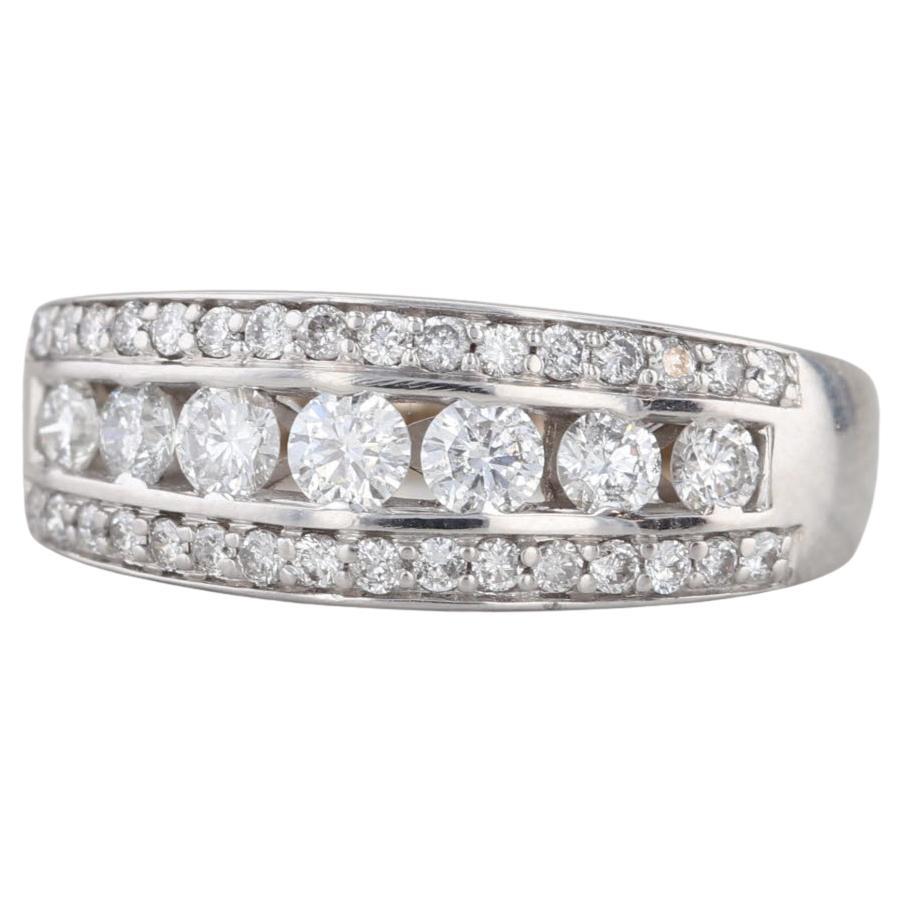 0.90ctw Diamond Anniversary Wedding Band 14k White Gold Size 8.5 en vente