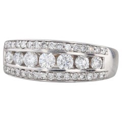 0.90ctw Diamond Anniversary Wedding Band 14k White Gold Size 8.5