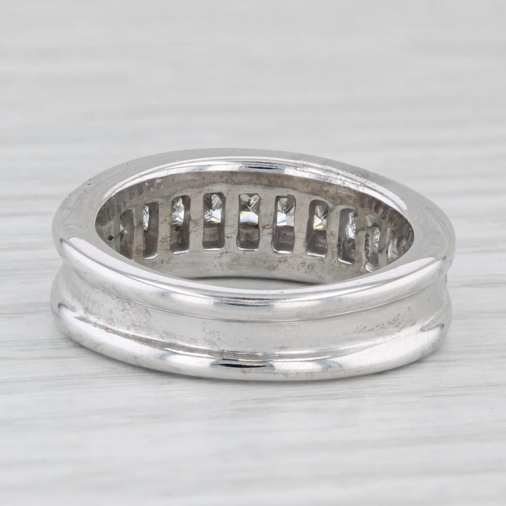 Princess Cut 0.90ctw Diamond Channel Set Band 14K White Gold Ring Wedding Band Size 6.5