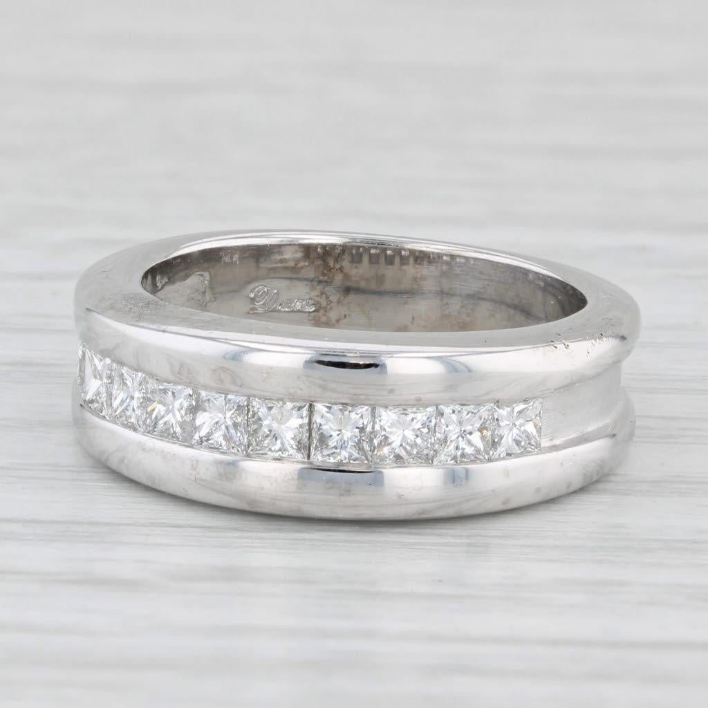 0.90ctw Diamond Channel Set Band 14K White Gold Ring Wedding Band Size 6.5 In Good Condition In McLeansville, NC
