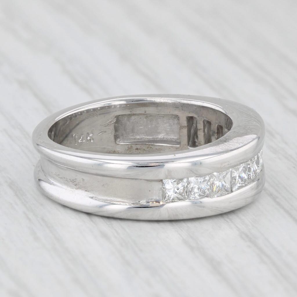 0.90ctw Diamond Channel Set Band 14K White Gold Ring Wedding Band Size 6.5 2