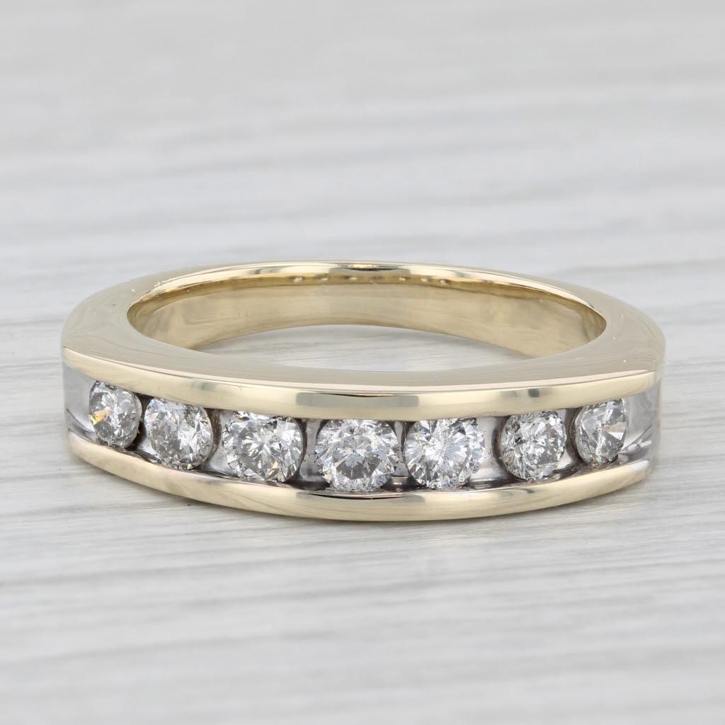 Round Cut 0.90ctw Diamond Channel Set Wedding Anniversary Band 10k Yellow Gold Size 9.5