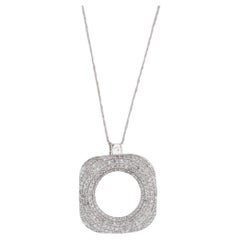 0.90ctw Diamond Circle Pendentif 14k White Gold 18" Rope Chain