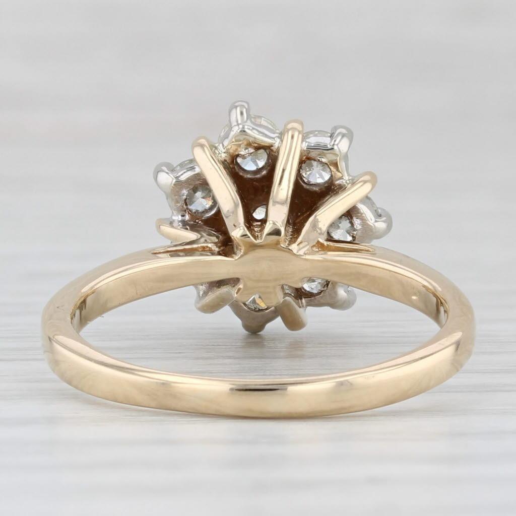 0.90ctw Diamond Cluster Vintage Engagement Ring 14k Yellow Gold Size 7 3