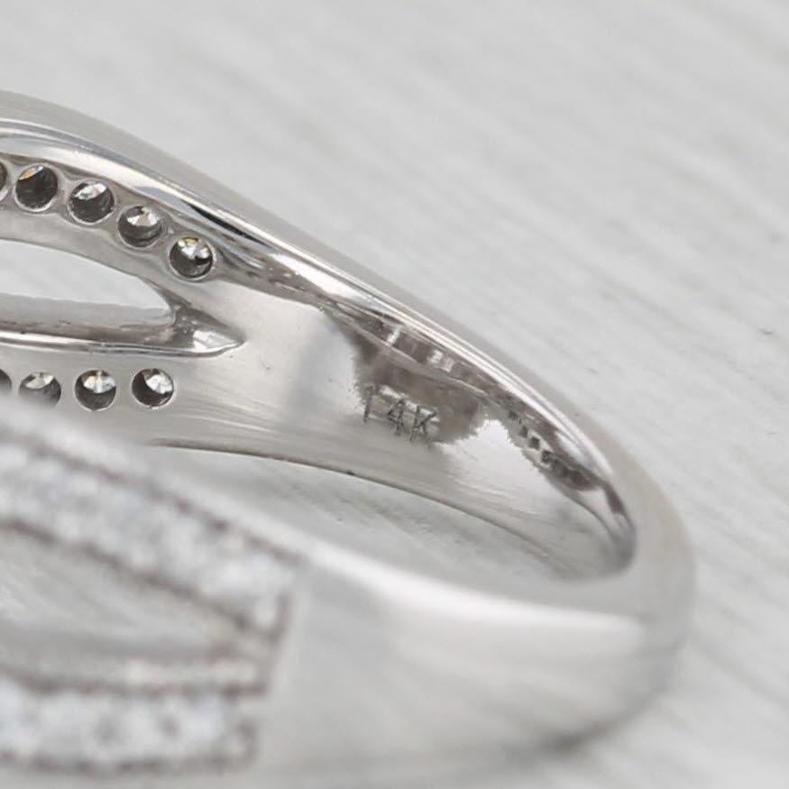 0.90ctw Diamond Double Halo Engagement Ring 14k White Gold Size 7 1