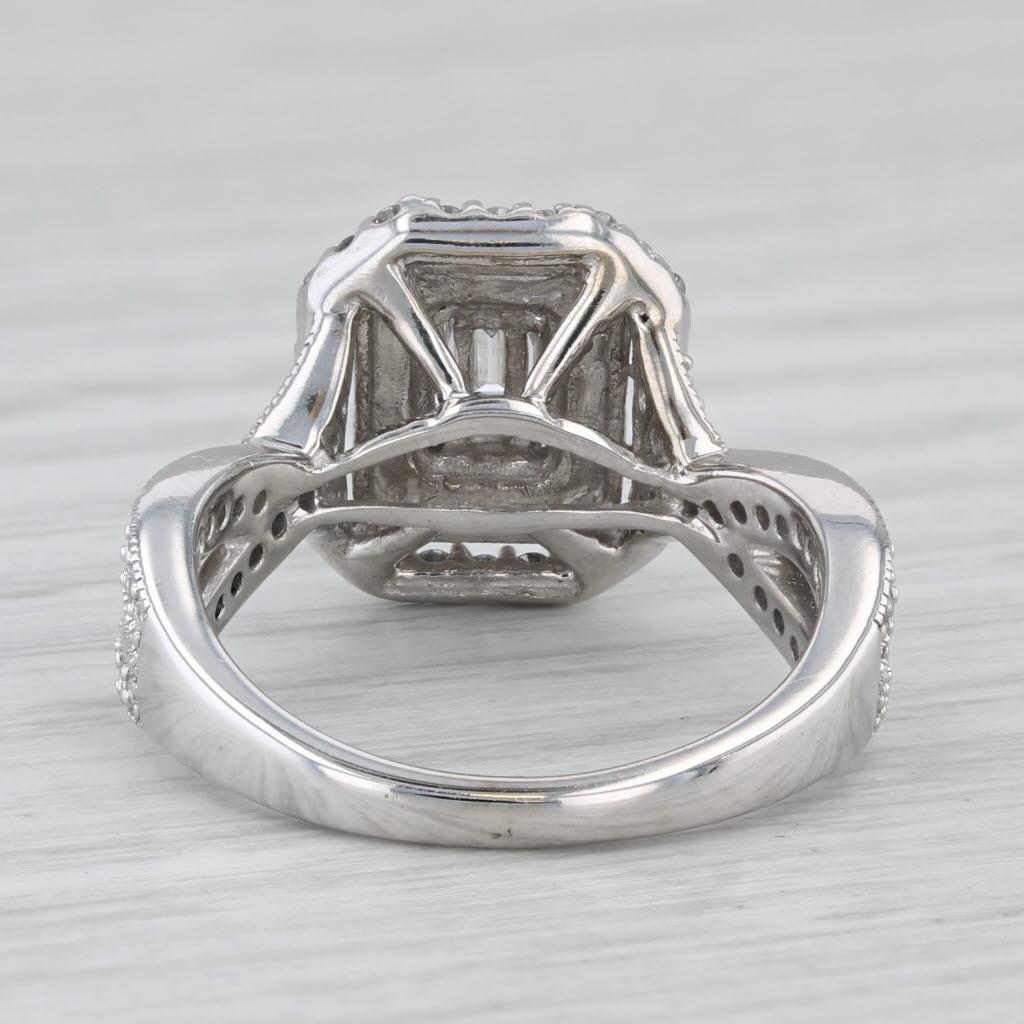 0.90ctw Diamond Double Halo Engagement Ring 14k White Gold Size 7 3