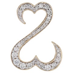 0.90ctw Diamond Open Hearts Pendentif 14k Yellow Gold Statement Jane Seymour