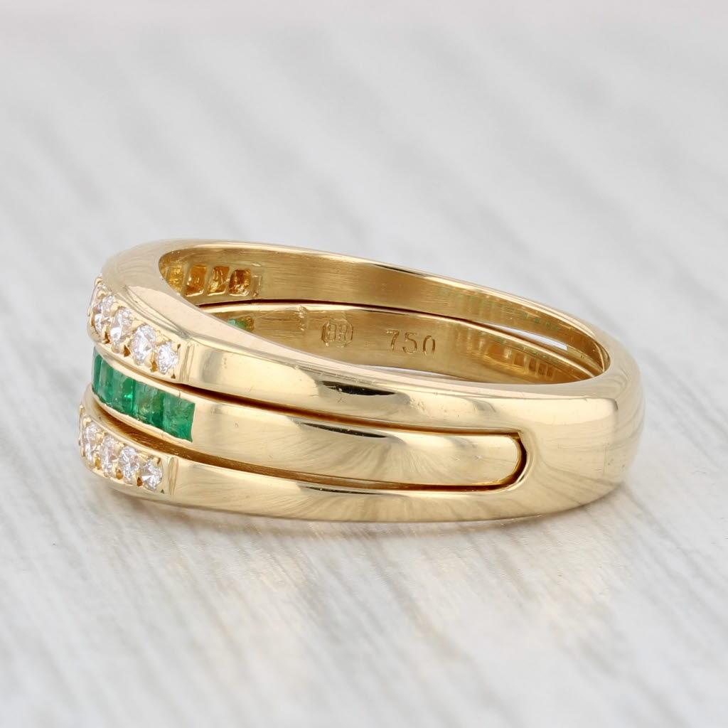 0.90ctw Diamond Ring Jacket Emerald Band 18k Yellow Gold Size 7 Set In Good Condition In McLeansville, NC