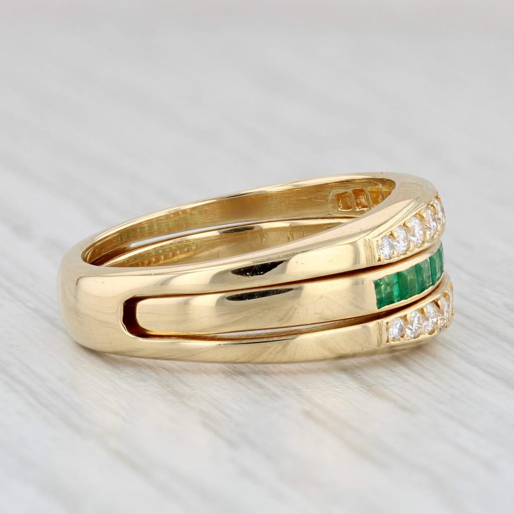 0.90ctw Diamond Ring Jacket Emerald Band 18k Yellow Gold Size 7 Set 1