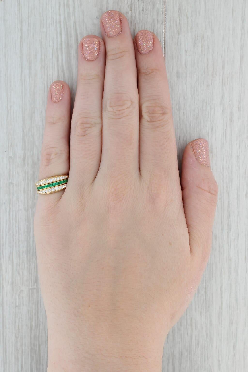 0.90ctw Diamond Ring Jacket Emerald Band 18k Yellow Gold Size 7 Set 4