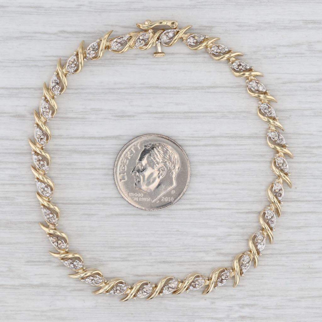 0,90ctw Diamant-Tennis-Armband 14k Gelbgold 7