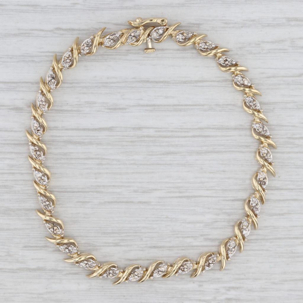 0,90ctw Diamant-Tennis-Armband 14k Gelbgold 7